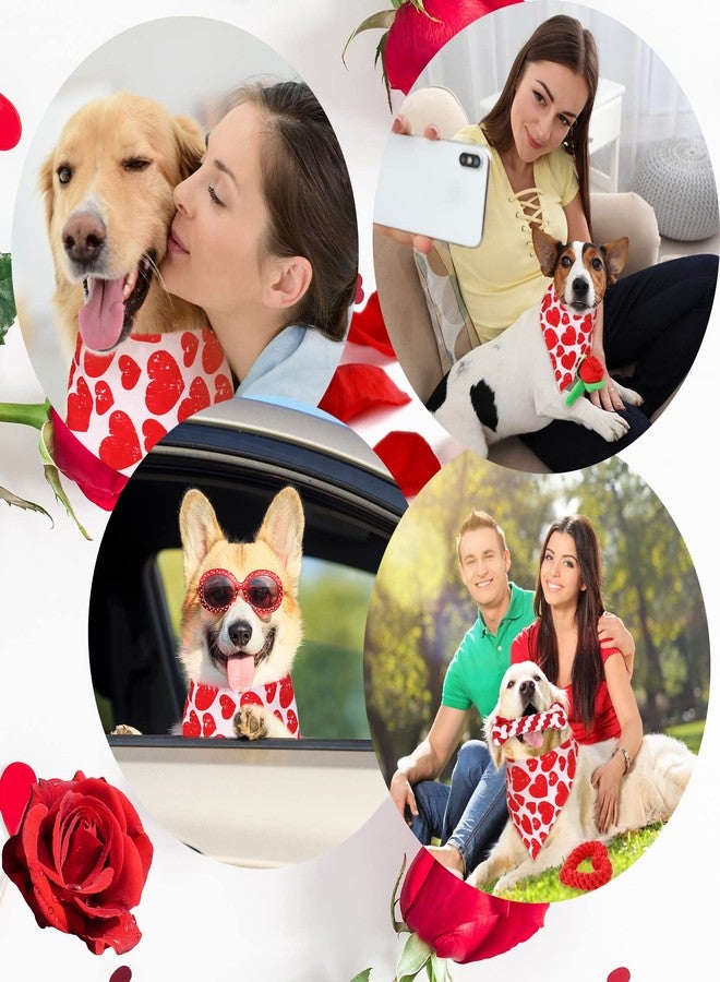 LEIFIDE Valentine's Day Dog Chew Toys Bandana Set 4 Pack Valentines Day Rose Dog Toy Squeaky Plush Toy Heart Shaped Dog Rope Toy Dog Cotton Pet Rope Toys for Small Medium Large Dogs Pet Supplies - Image 3